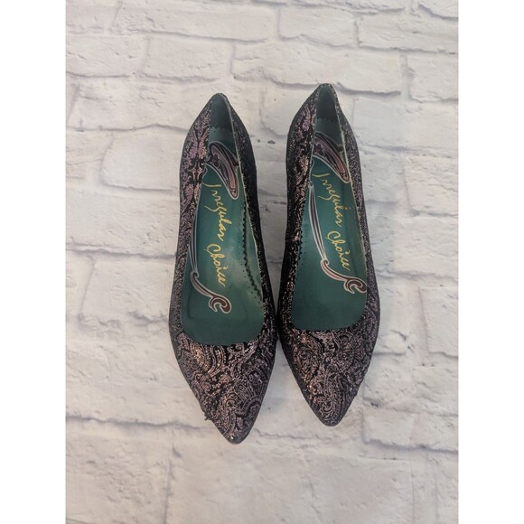 Irregular Choice Purple & Black  velvet Shimmer Print Pointed Heels Women 39.5 - Picture 4 of 12